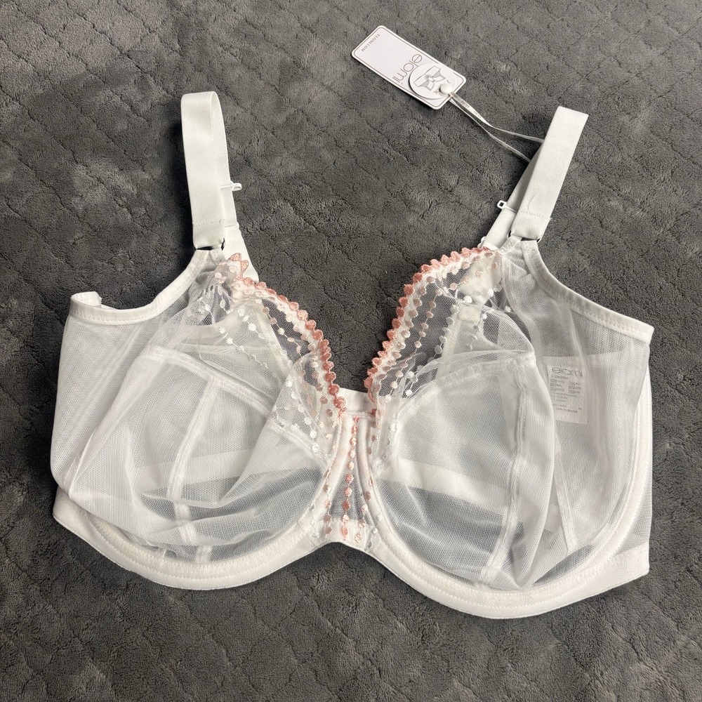 Elomi Matilda Bra White Underwire Plunge 36L NWT
